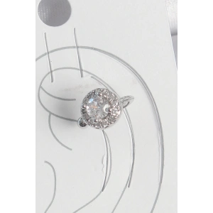 Pirinç Gümüş Renk Zirkon Taşlı Kadın Kıkırdak Model Küpe