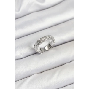 Pirinç Gümüş Renk Zirkon Taşlı Sırım Kadın Yüzük