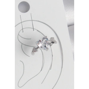 Pirinç Gümüş Renk Zirkon Taşlı Yıldız Model Kadın Kıkırdak Küpe