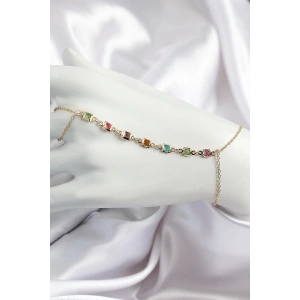 Pirinç Renkli Kare Zirkon Taşlı Y Model Gold Renk Kadın Şahmeran