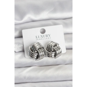 Pirinç Sarmal Gümüş Renk Kadın Küpe