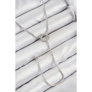 Pirinç Zirkon Taşlı Kalp Model Gümüş Renk  Y Kolye