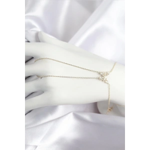 Pirinç Zirkon Taşlı Kelebek Model Gold Renk Şahmeran