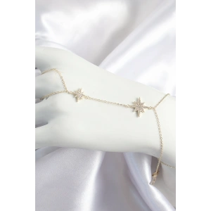 Pirinç Zirkon Taşlı Kutup Yıldızı Model Gold Renk Kadın Şahmeran