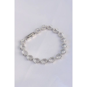 Vip Seri Pirinç Zirkon Taşlı Gümüş Renk Arpa Model Bileklik