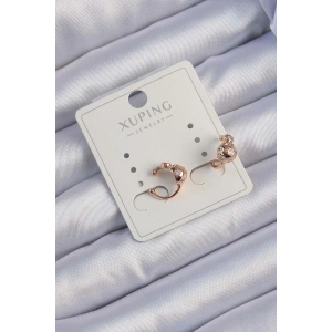 Xuping Rose Renk Zirkon Taşlı Bombeli Topçuk Earcuff Küpe
