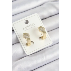 Xuping Zirkon Taşlı Kalp Model Gold Renk Kadın Küpe