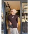 Kuşlu Tunik 60 cm Kahverengi
