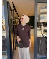 Kuşlu Tunik 60 cm Kahverengi