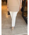 Krep Kumaş Kalem Pantolon Beyaz