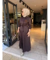Nakışlı Gömlek Elbise Kahverengi
