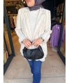 Çizgili Keten Blazer Ceket