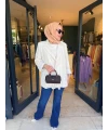 Çizgili Keten Blazer Ceket