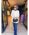 Çizgili Keten Blazer Ceket