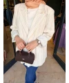 Çizgili Keten Blazer Ceket