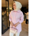 Etek Ucu İşlemeli Pembe