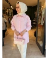 Etek Ucu İşlemeli Pembe