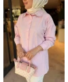 Etek Ucu İşlemeli Pembe