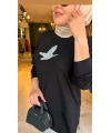 Kuşlu Tunik 60 cm Siyah