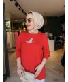 Kuşlu Tunik 60 cm Kırmızı