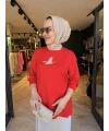 Kuşlu Tunik 60 cm Kırmızı