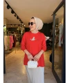 Kuşlu Tunik 60 cm Kırmızı