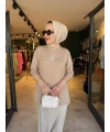 Kuşlu Tunik 60 cm Vizon