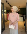 Kuşlu Tunik 60 cm Pudra