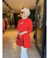 Kuşlu Tunik 80 cm Kırmızı