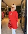Kuşlu Tunik 80 cm Kırmızı