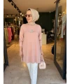Kuşlu Tunik 80 cm Pudra