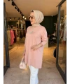 Kuşlu Tunik 80 cm Pudra