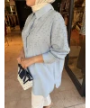 Melek Kanadı İşlemeli Mavi