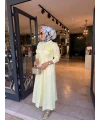 Nakışlı Gömlek Elbise Sarı