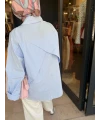 Rüzgarlık Detaylı Poplin Gömlek Mavi