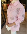 Serpme İşlemeli Pembe