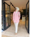 Tek Cebi Taşlı Pembe Gömlek