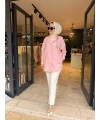Tek Cebi Taşlı Pembe Gömlek