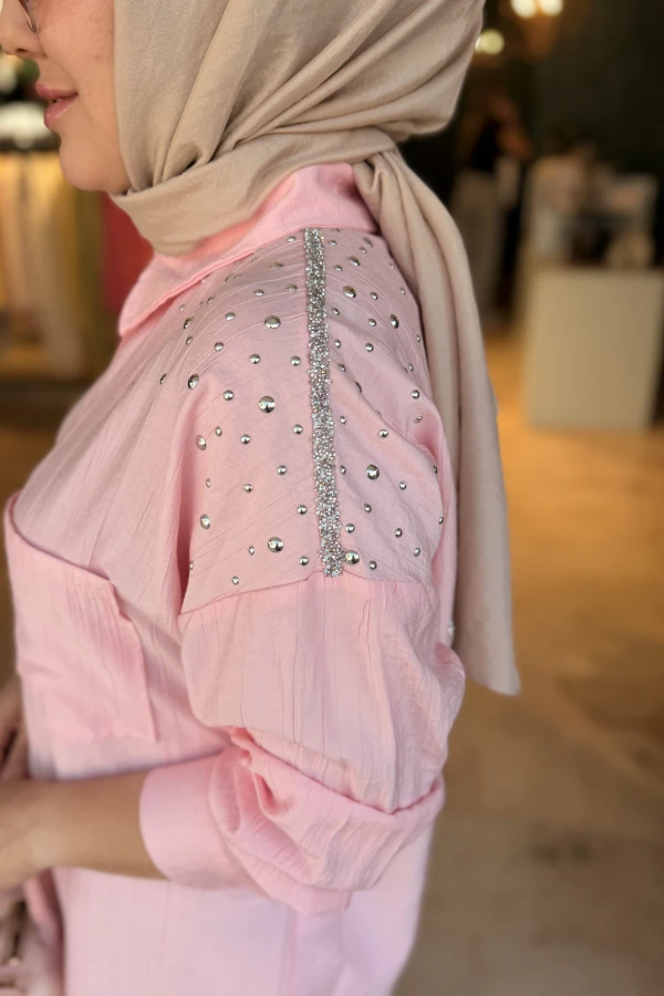 Arkası Yıldızlı Gömlek Pembe