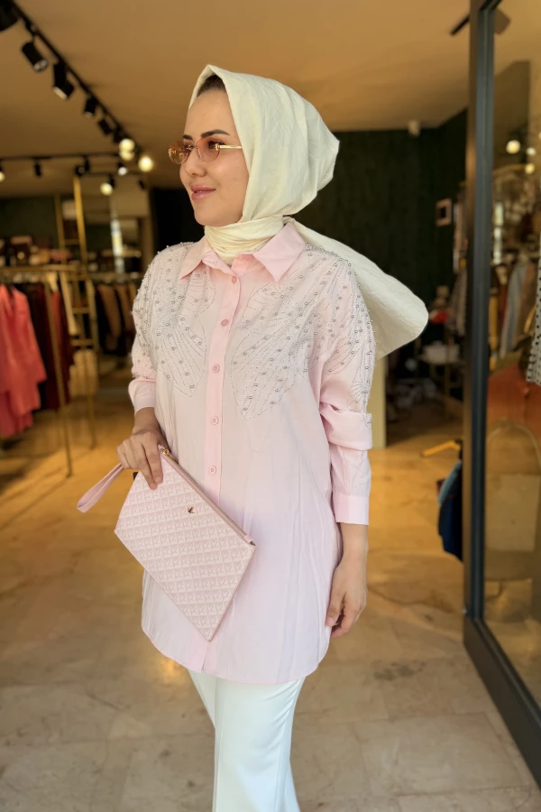 Melek Kanadı İşlemeli Pembe