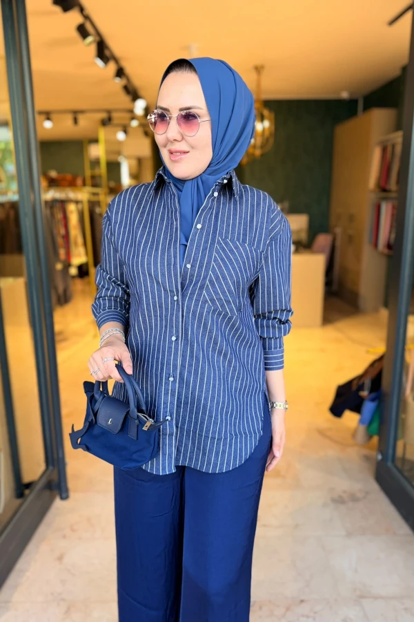 ÇİZGİLİ DENİM GÖMLEK