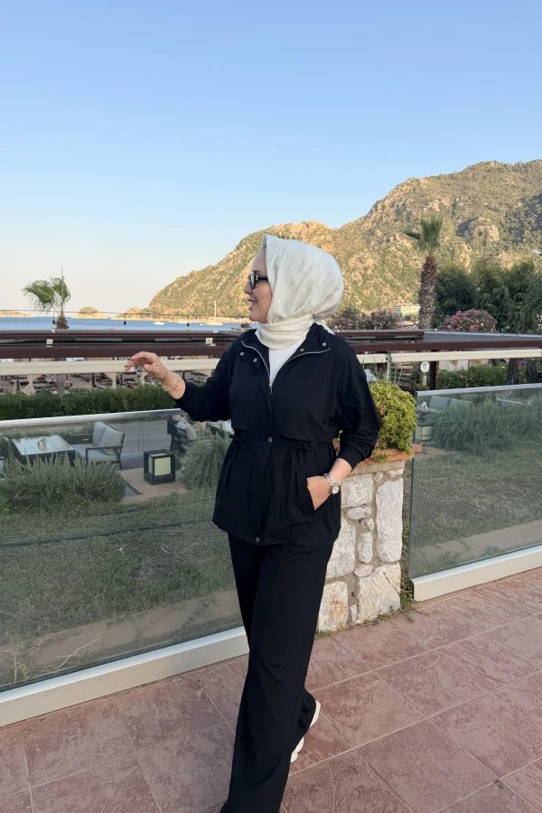 Fermuarlı Modal Takım Siyah