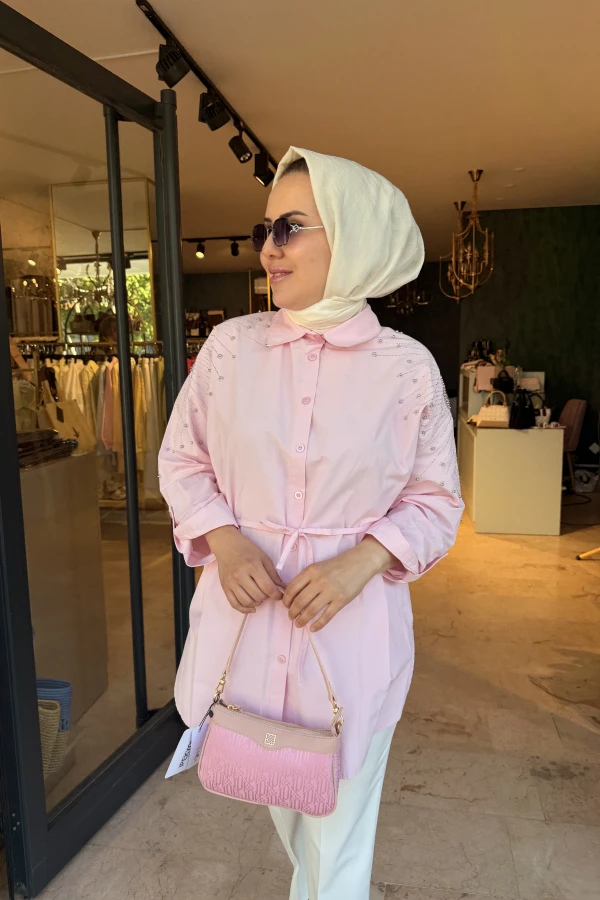 Güneş İşlemeli Pembe