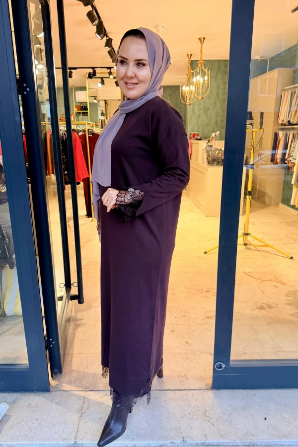 JALE DANTEL MERSERİZE ELBİSE
