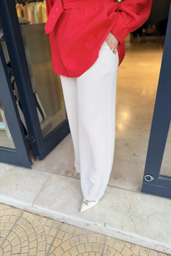 Lastikli Bol Paça Krep Pantalon