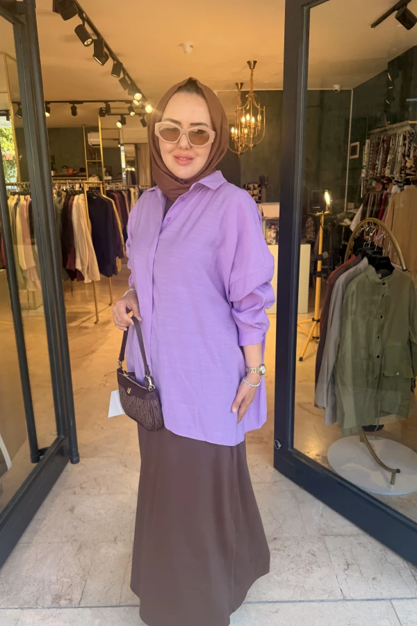 Oversize Gömlek Lila