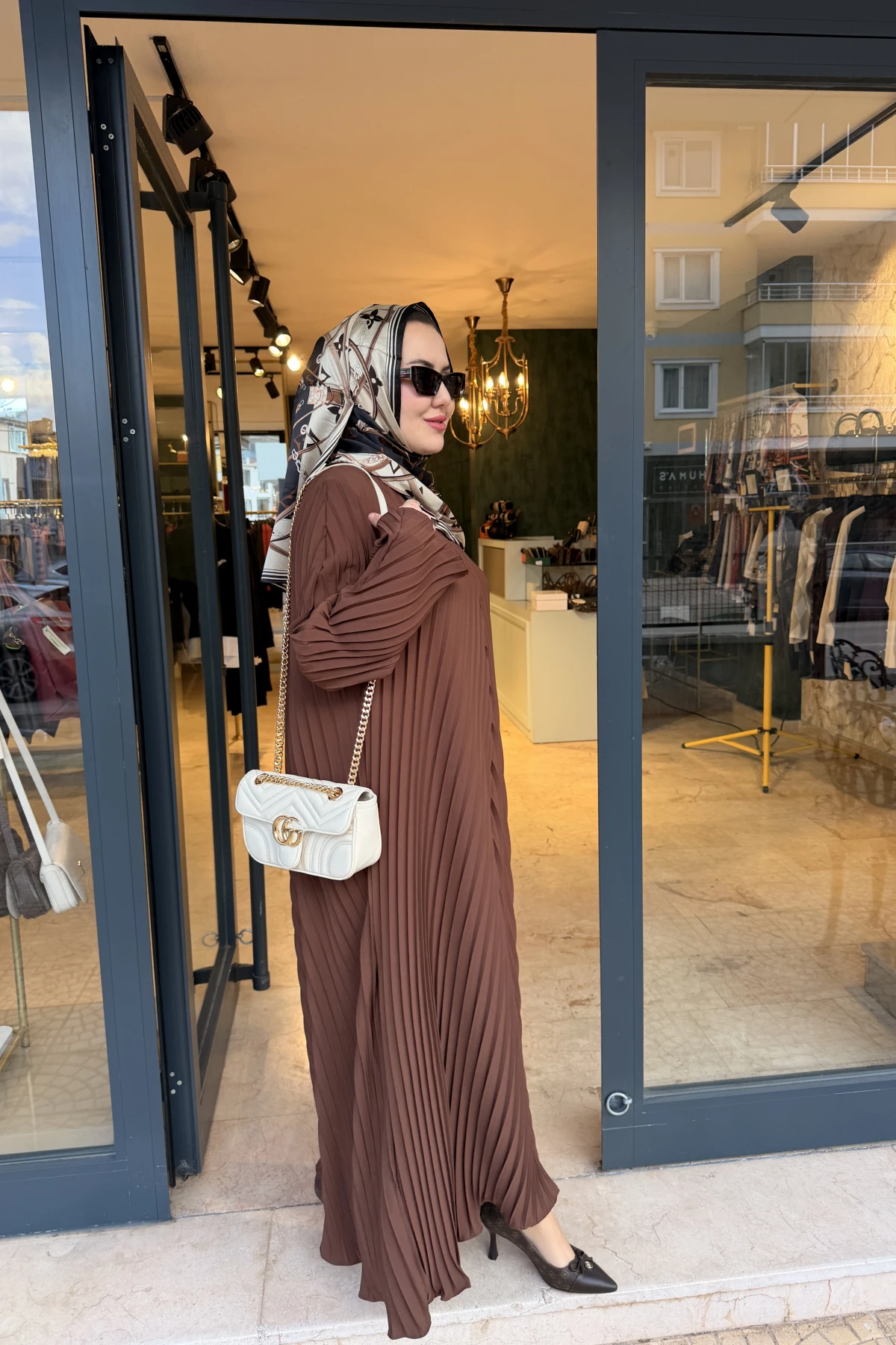 Piliseli Abaya Kahverengi