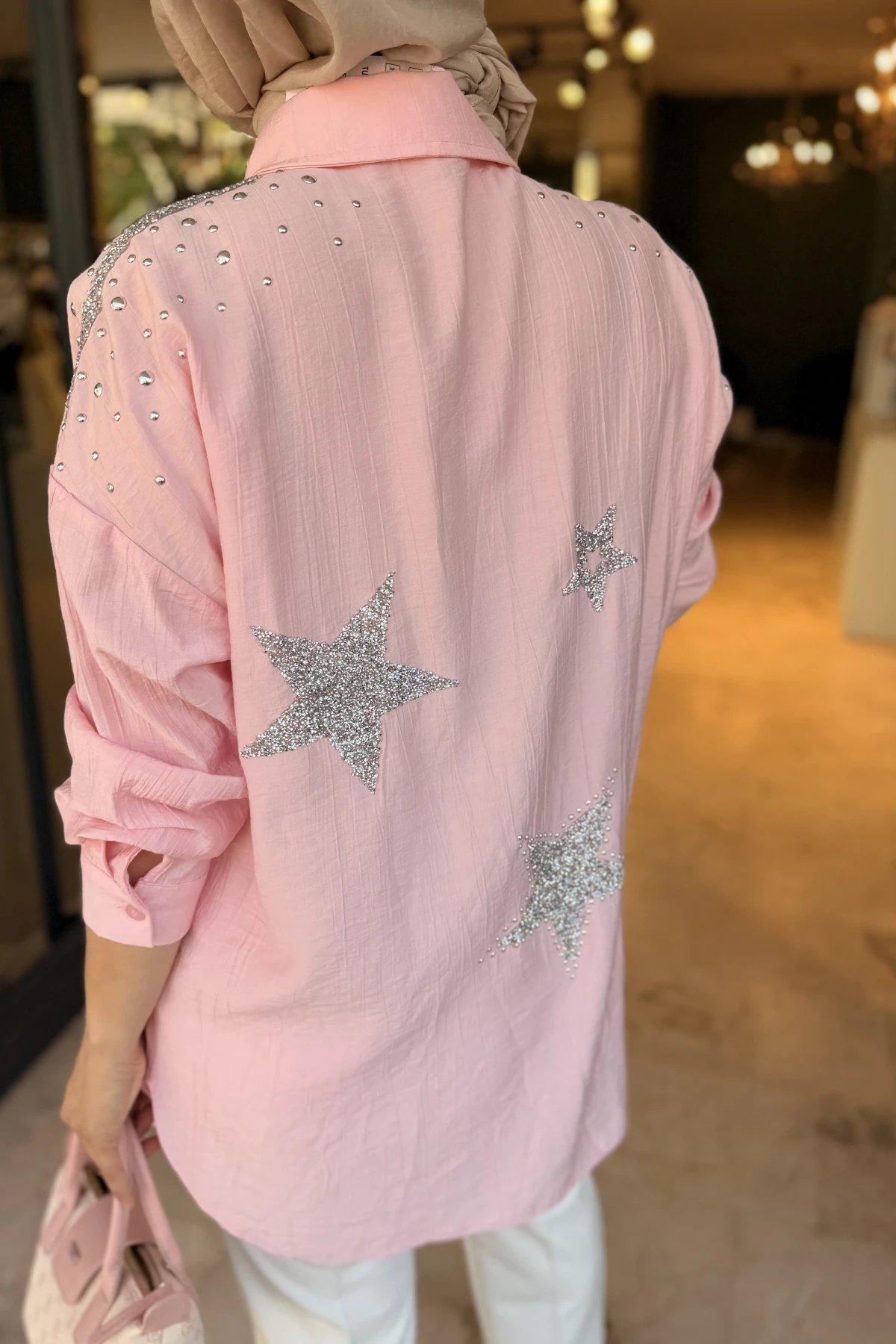 Arkası Yıldızlı Gömlek Pembe