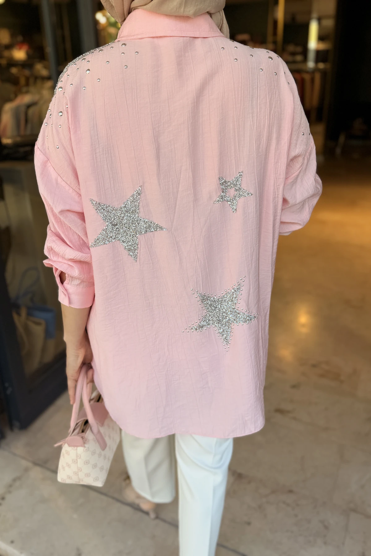 Arkası Yıldızlı Gömlek Pembe