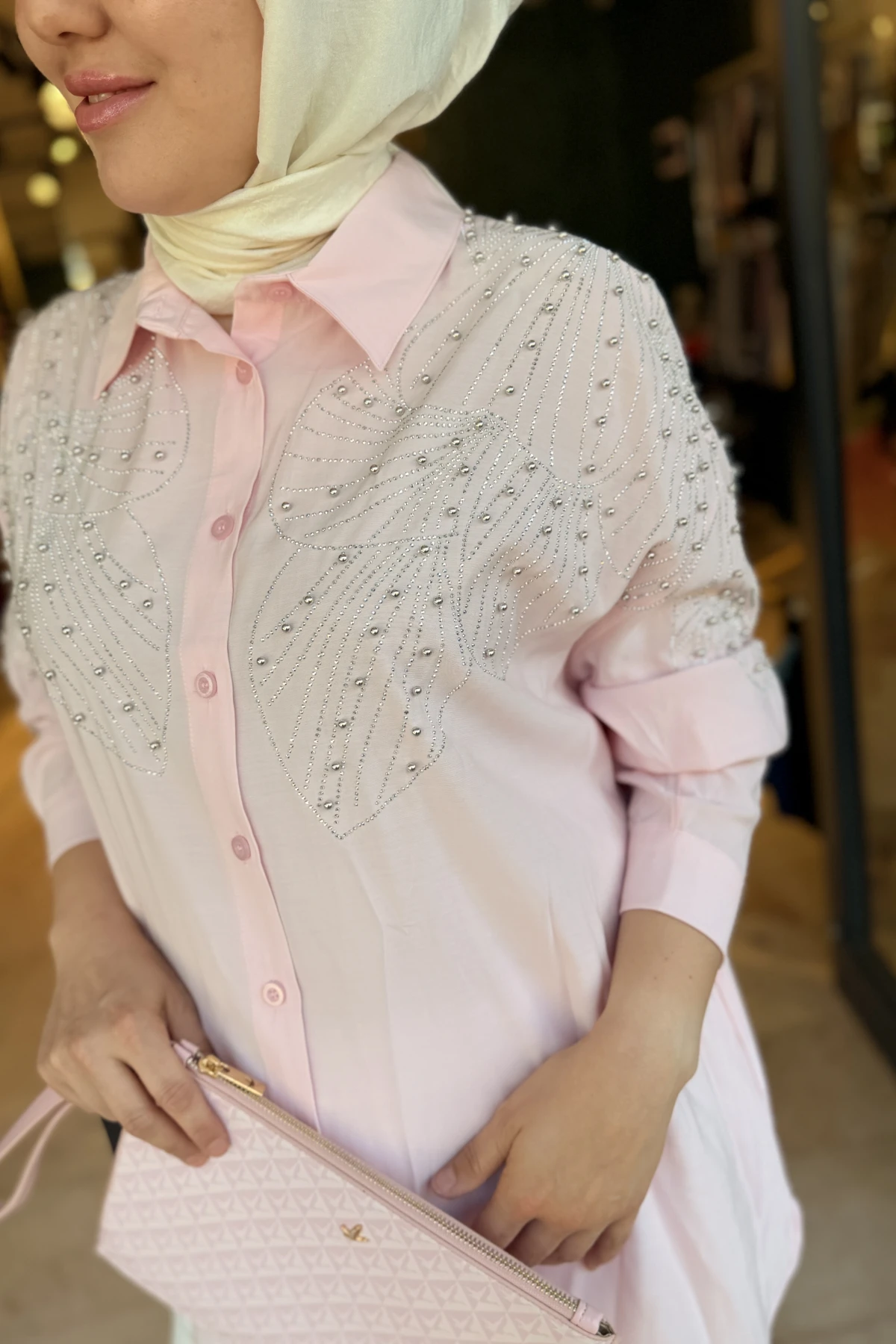 Melek Kanadı İşlemeli Pembe
